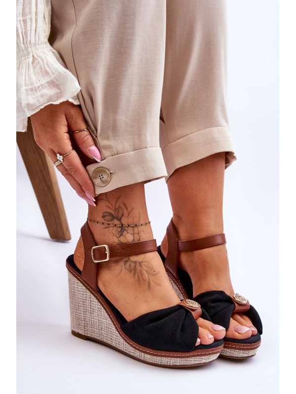 Women's Wedge Sandals With Decoration Black Candice