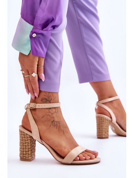 Suede Sandals On A Braided Heel Beige Selila