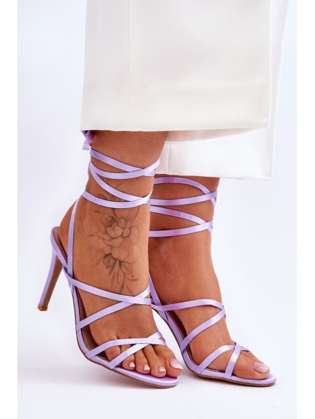 Women's Tied Sandals On A High Heel Purple Meya