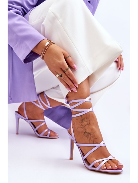Women's Tied Sandals On A High Heel Purple Meya