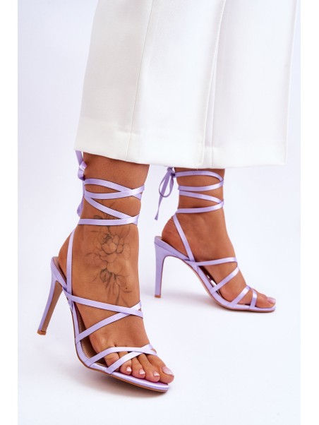 Women's Tied Sandals On A High Heel Purple Meya