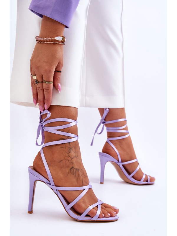 Women's Tied Sandals On A High Heel Purple Meya