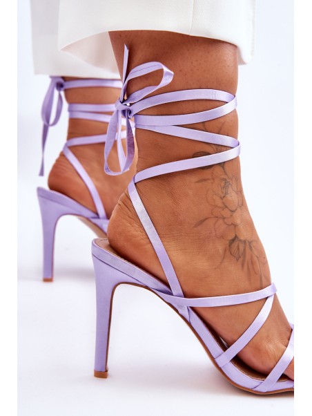 Women's Tied Sandals On A High Heel Purple Meya