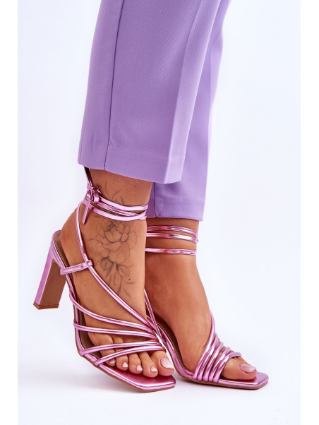Fashionable Heeled Sandals Pink Tessoro