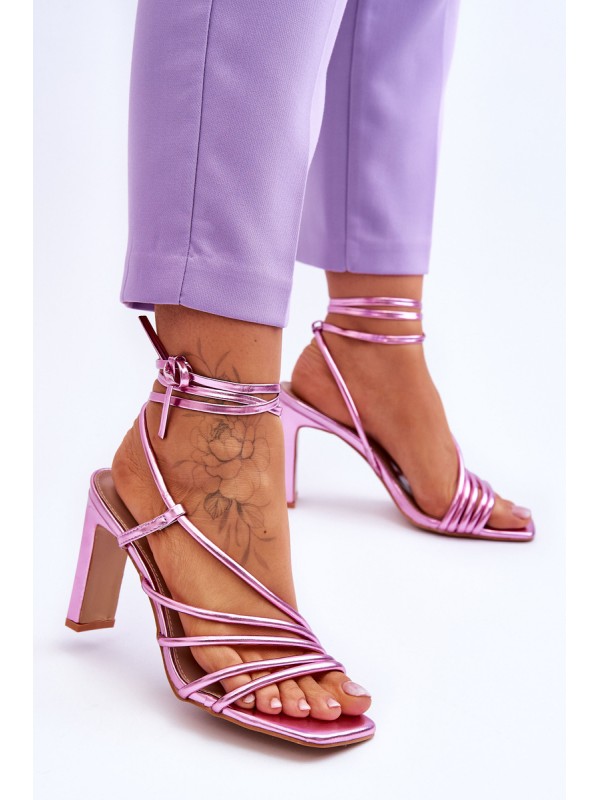 Fashionable Heeled Sandals Pink Tessoro