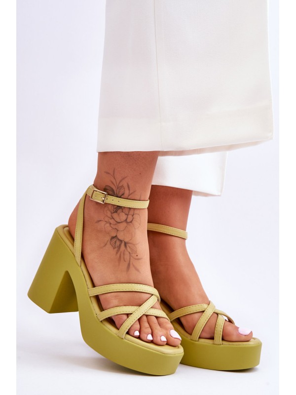 Fashionable High Heels Sandals With Straps Lime Shemira 2