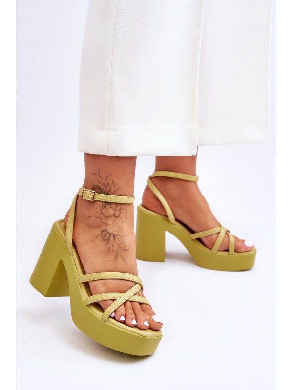 Fashionable High Heels Sandals With Straps Lime Shemira