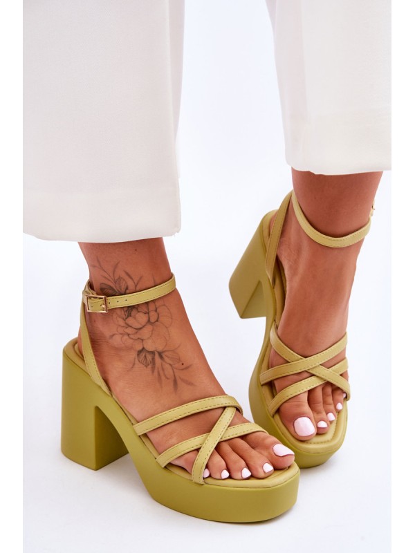 Fashionable High Heels Sandals With Straps Lime Shemira