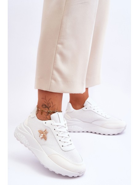 Shiny Sports Shoes With Decoration White Seneca