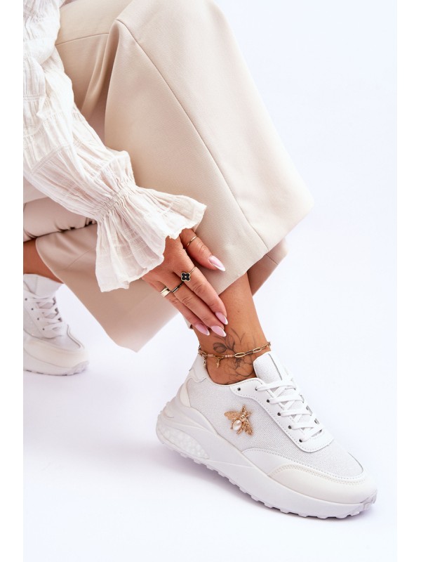 Shiny Sports Shoes With Decoration White Seneca