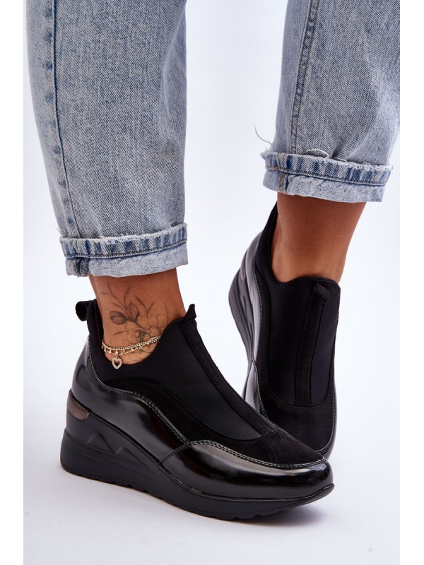 Women's Slip-On Wedge Sneakers Black Farro
