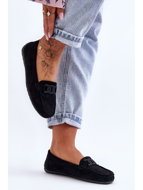 Women's Stylish Suede Loafers Black Rabell