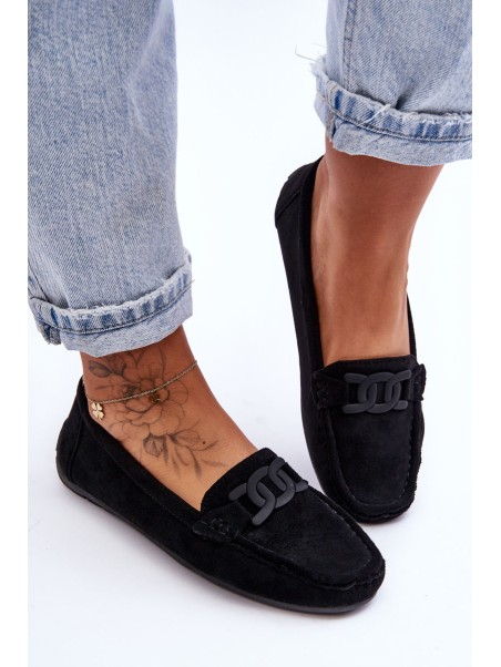 Women's Stylish Suede Loafers Black Rabell