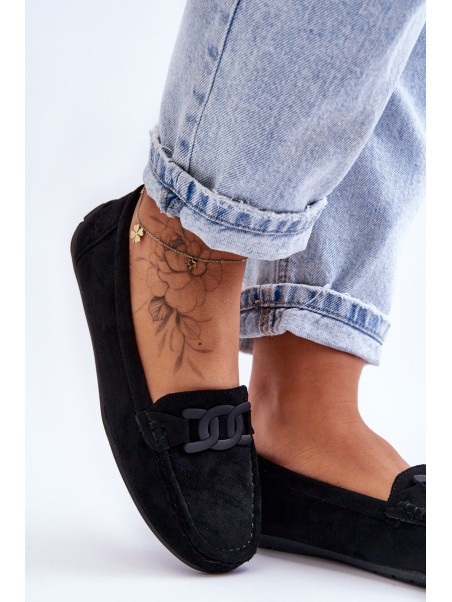 Women's Stylish Suede Loafers Black Rabell