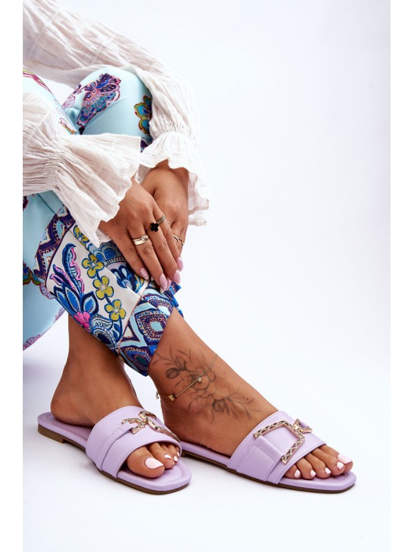 Women's Classic Slippers with Ornament Purple Impressive