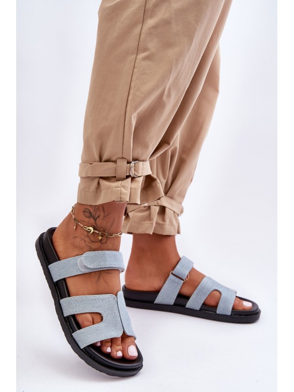Leather Classic Women's Slippers With Velcro Brown Amedon