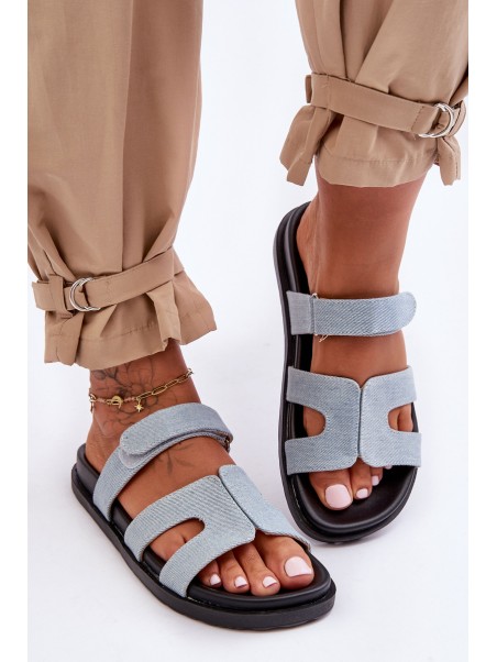 Leather Classic Women's Slippers With Velcro Brown Amedon