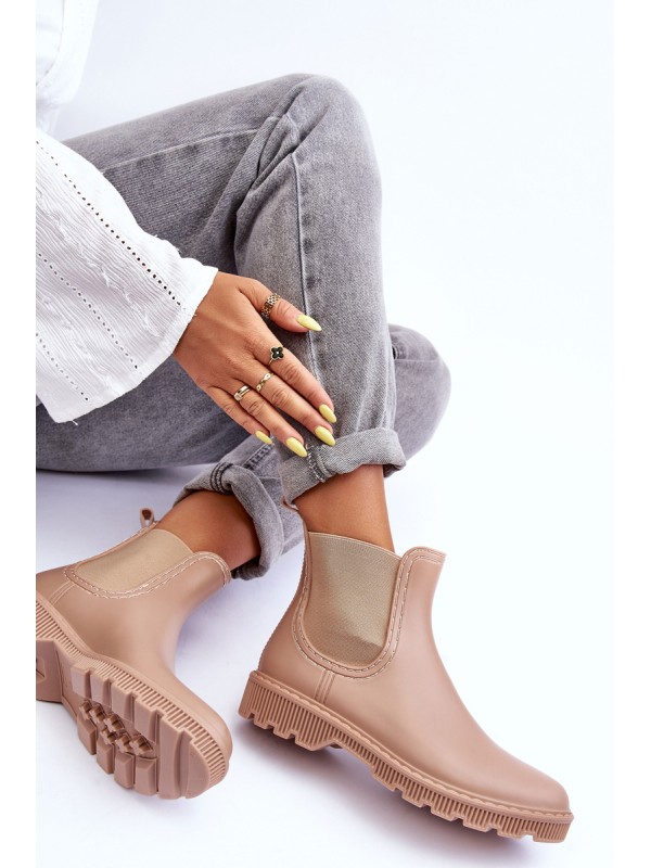 Women's Slip-On Matte Galoshes Beige Helinca