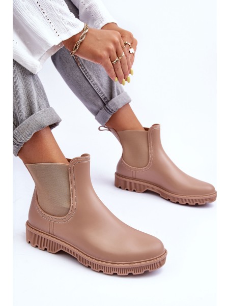 Women's Slip-On Matte Galoshes Beige Helinca