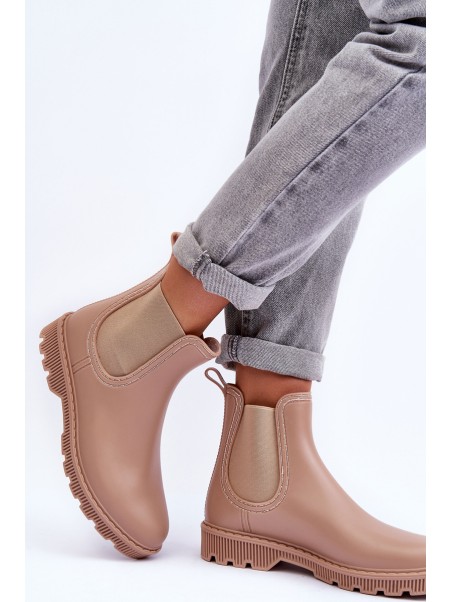 Women's Slip-On Matte Galoshes Beige Helinca
