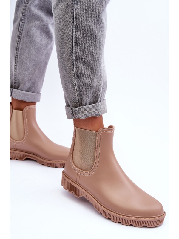 Women's Slip-On Matte Galoshes Beige Helinca