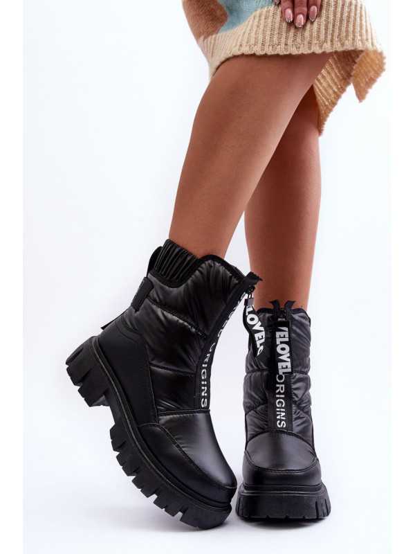 Women's High Snow Boots Padded Black Freoc
