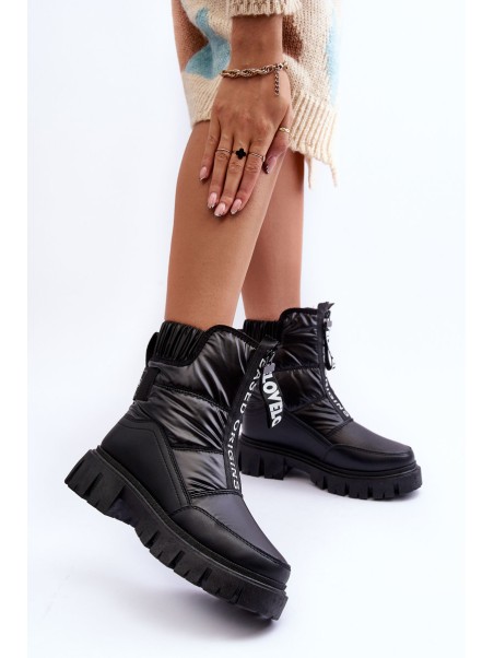 Women's High Snow Boots Padded Black Freoc