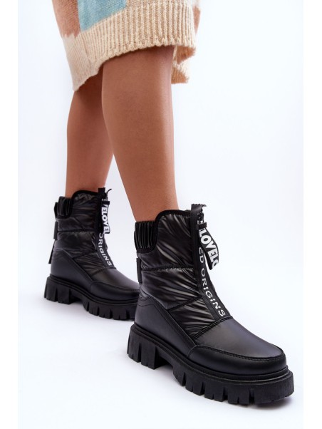 Women's High Snow Boots Padded Black Freoc