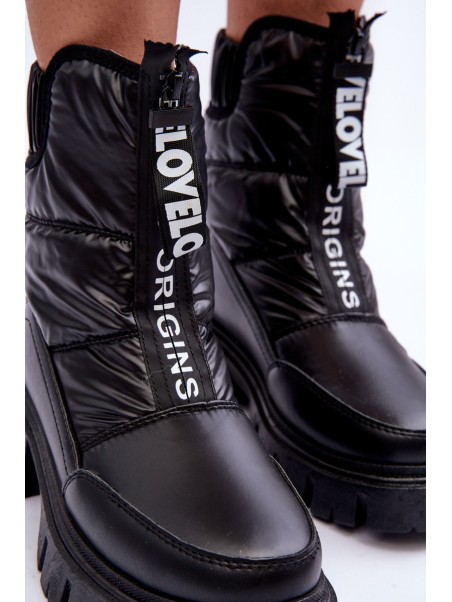 Women's High Snow Boots Padded Black Freoc