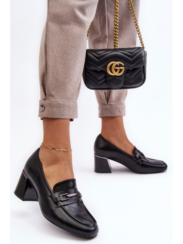 Leather Heels on a Stiletto Black Idona