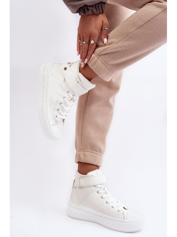 Women's Padded Platform Trainers White Big Star MM274006