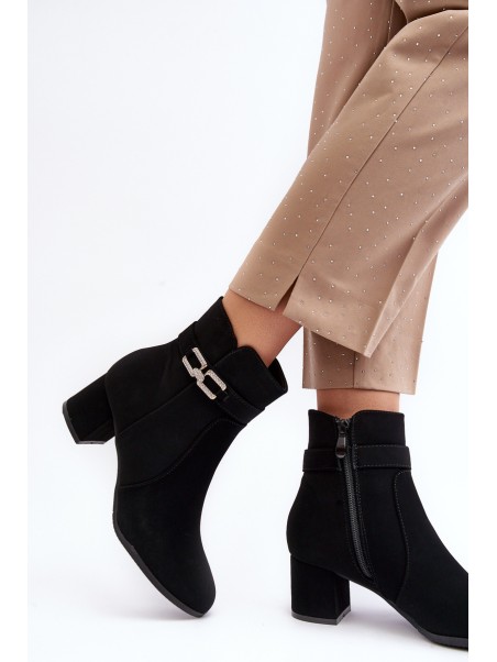 Women's Low Heel Boots with Ornament Black Numissa