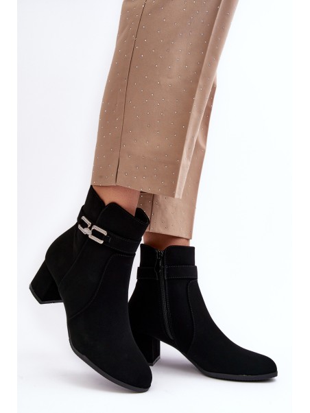 Women's Low Heel Boots with Ornament Black Numissa