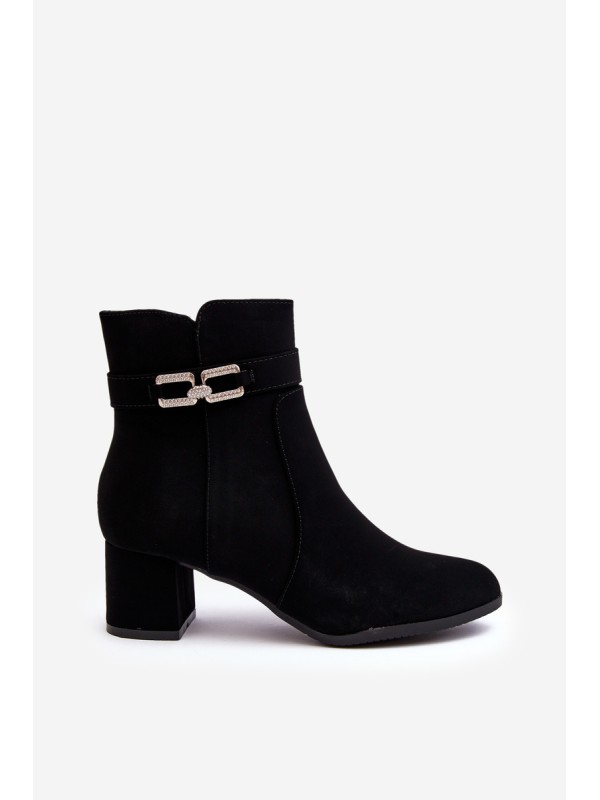 Women's Low Heel Boots with Ornament Black Numissa