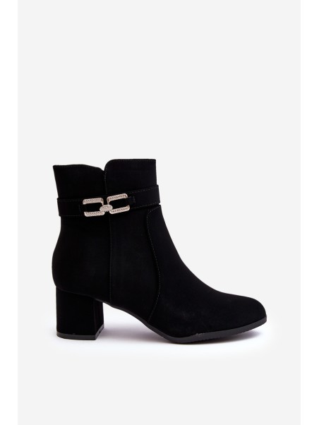 Women's Low Heel Boots with Ornament Black Numissa
