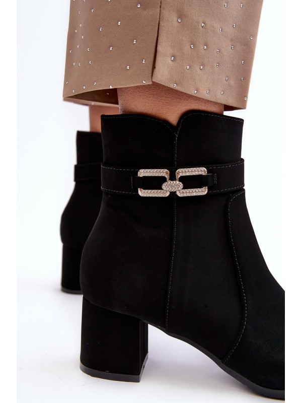 Women's Low Heel Boots with Ornament Black Numissa