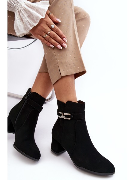 Women's Low Heel Boots with Ornament Black Numissa