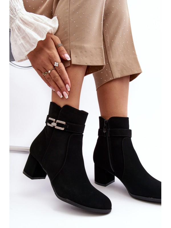 Women's Low Heel Boots with Ornament Black Numissa