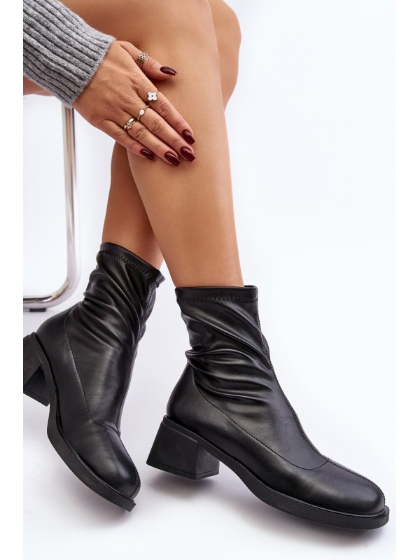 Women's Low Heel Black Ankle Boots Aphroteia