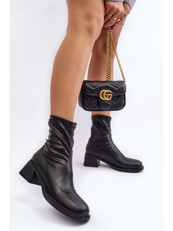 Women's Low Heel Black Ankle Boots Aphroteia