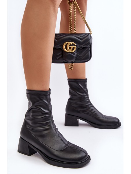 Women's Low Heel Black Ankle Boots Aphroteia