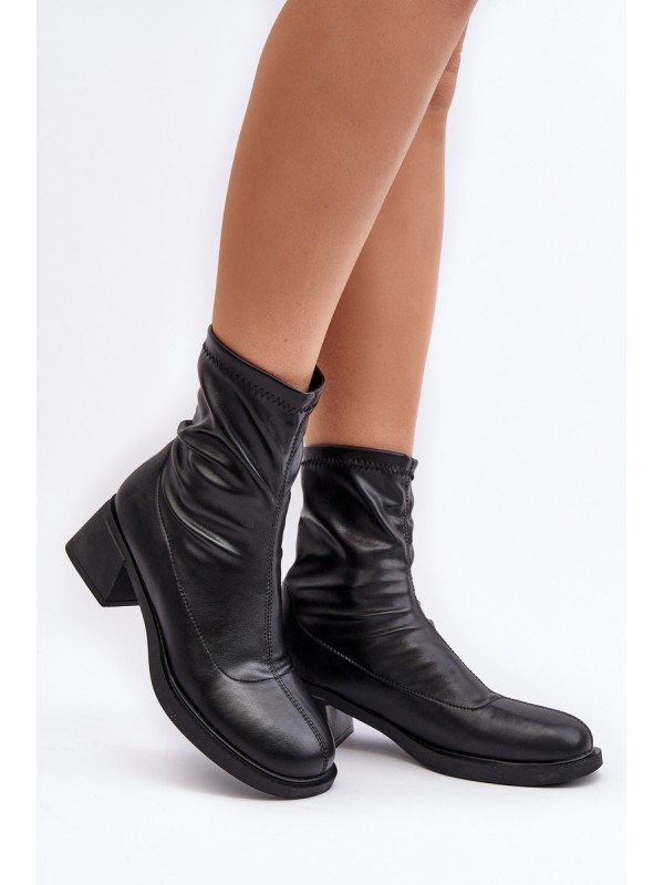 Women's Low Heel Black Ankle Boots Aphroteia