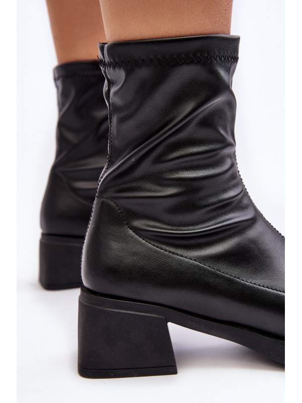 Women's Low Heel Black Ankle Boots Aphroteia