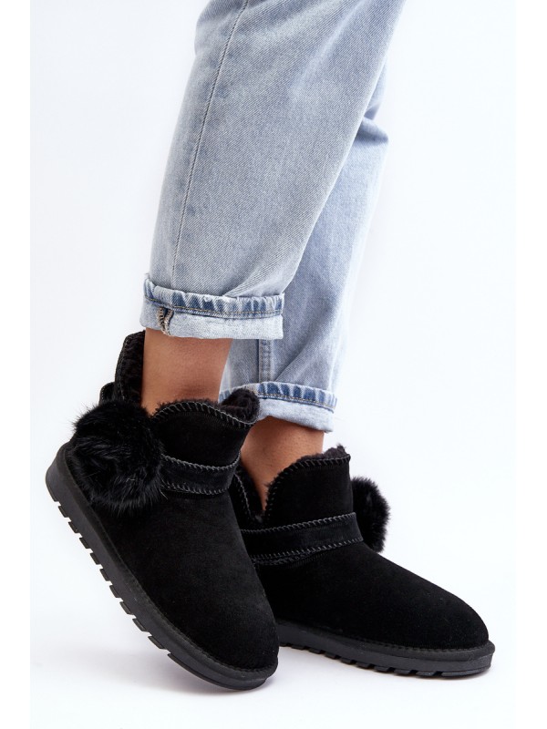 Women's suede snow boots with cutouts black Eraclio