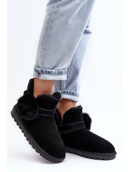 Women's suede snow boots with cutouts black Eraclio