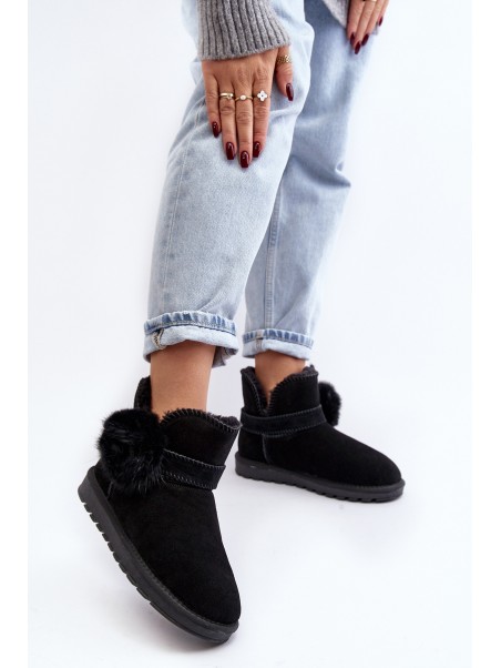 Women's suede snow boots with cutouts black Eraclio