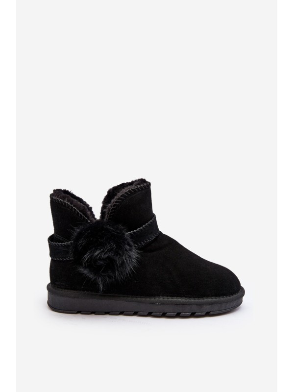 Women's suede snow boots with cutouts black Eraclio