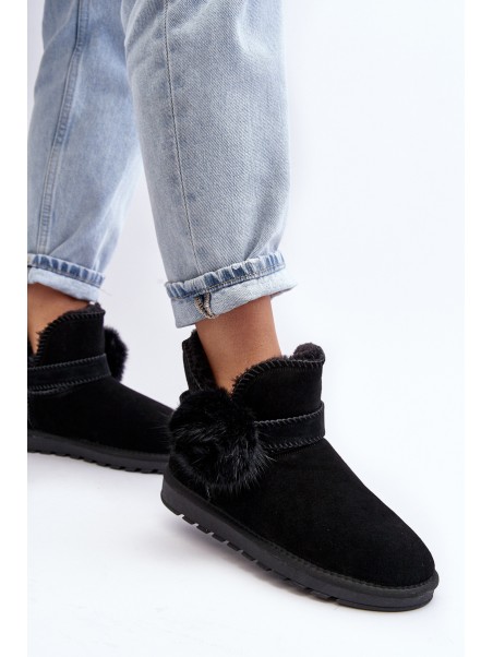 Women's suede snow boots with cutouts black Eraclio