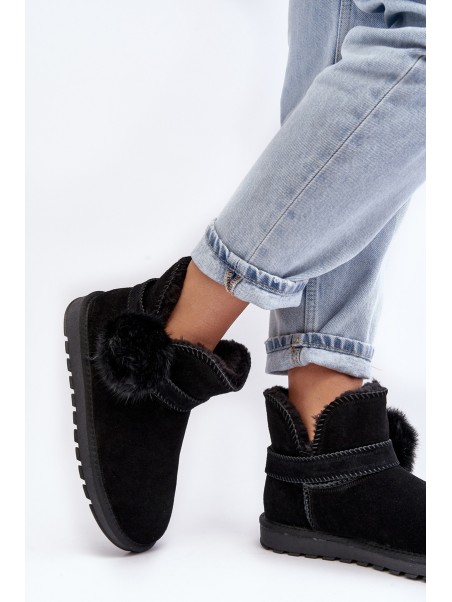 Women's suede snow boots with cutouts black Eraclio