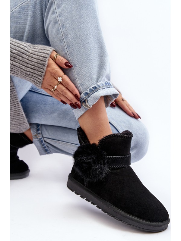 Women's suede snow boots with cutouts black Eraclio